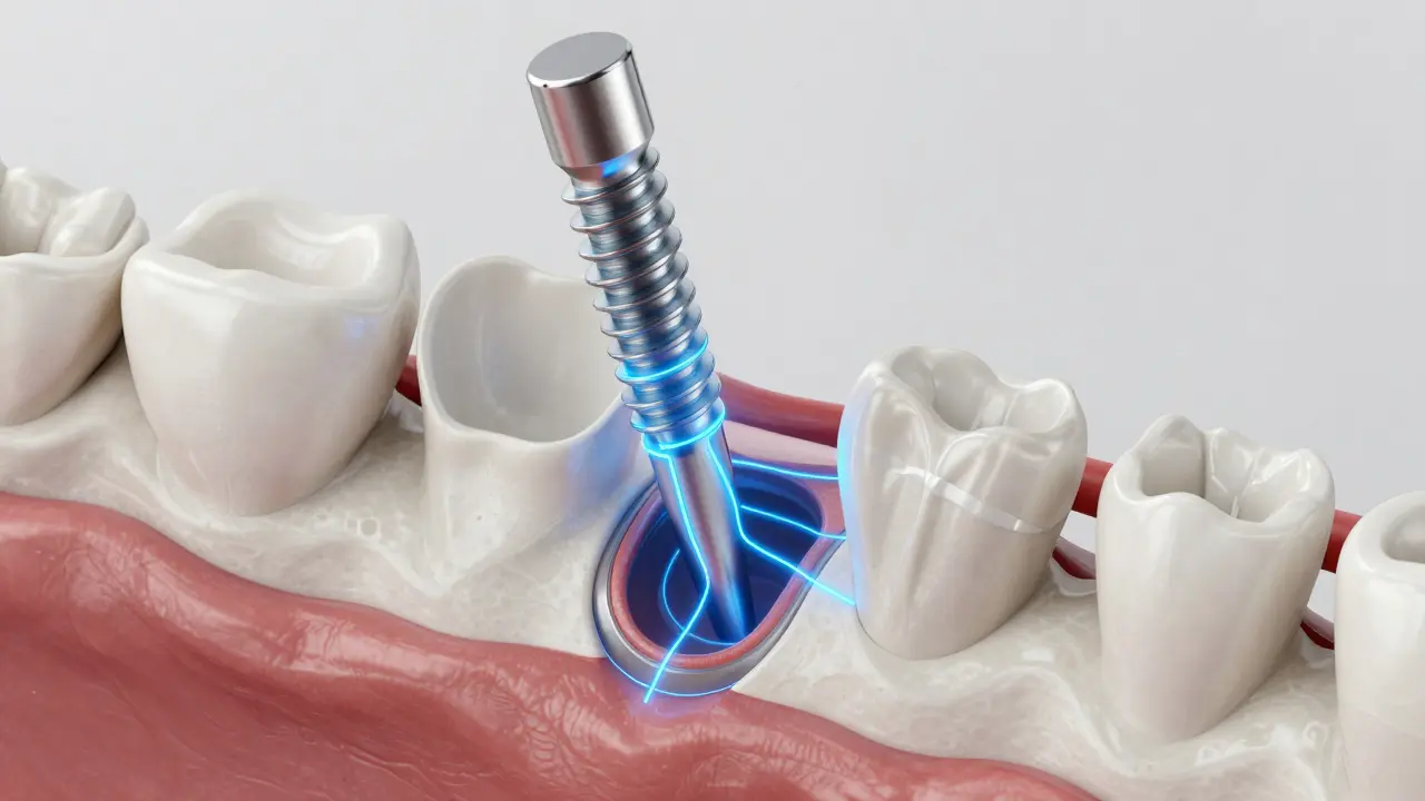 Zobrazení vložení implantátu do čelistní kosti s důrazem na stabilitu