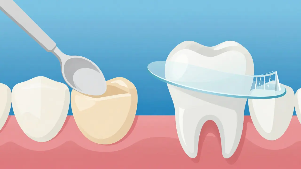 Illustration comparing strength of fillings and veneers