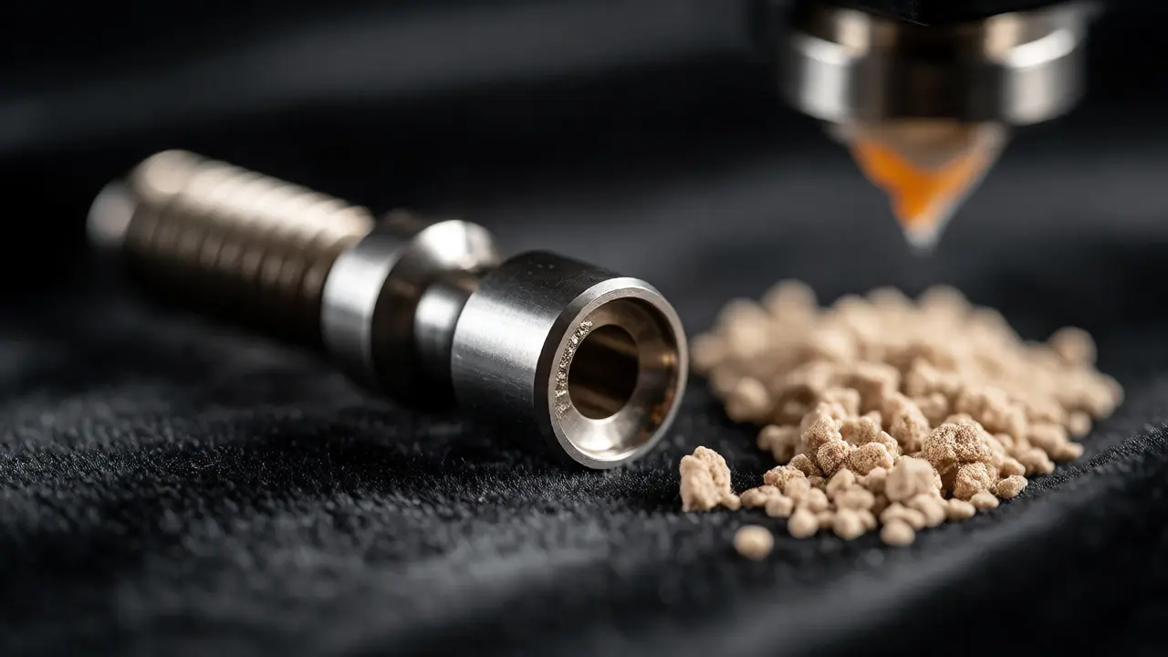 Detailní pohled na titanový implantát a bioaktivní materiály